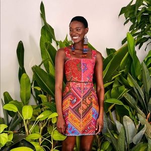 FARM RIO patchwork sleeveless mini dress